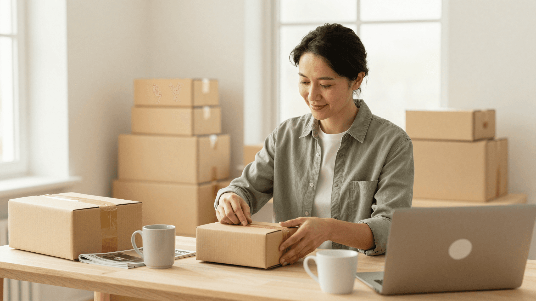 Operator sealing a parcel at end of day